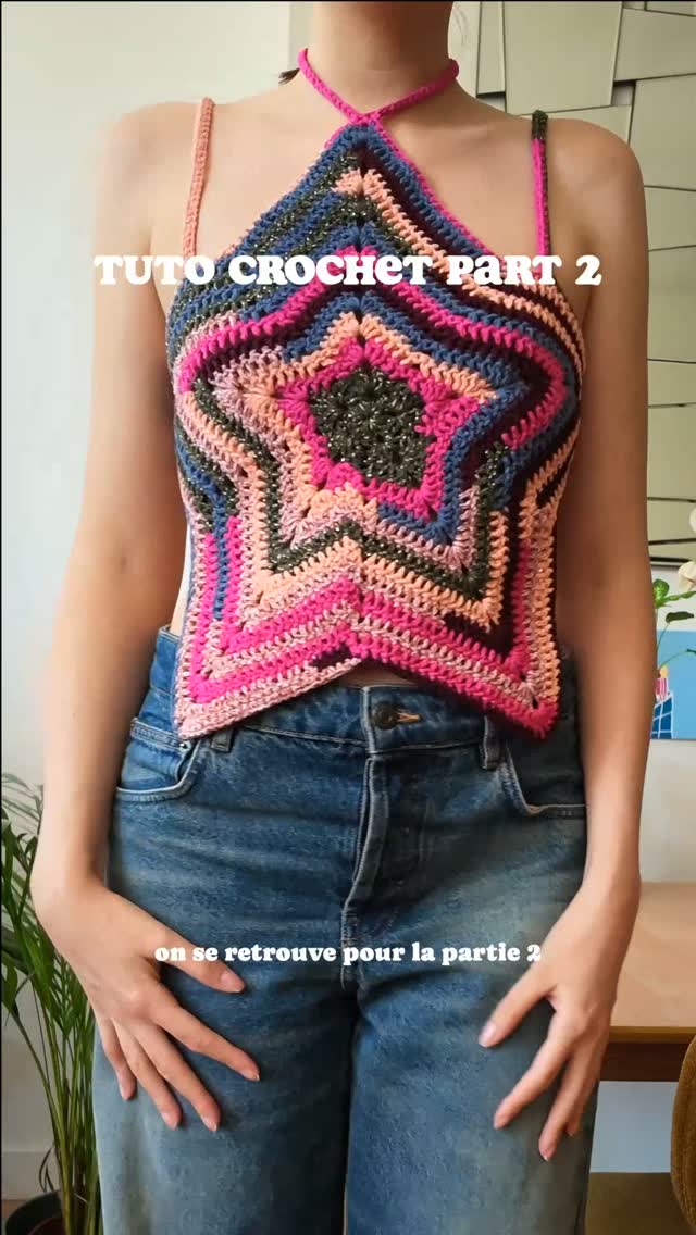 Top au crochet facile : le granny étoile expliqué pas à pas (partie 2) ✨ — reel Korê Studio